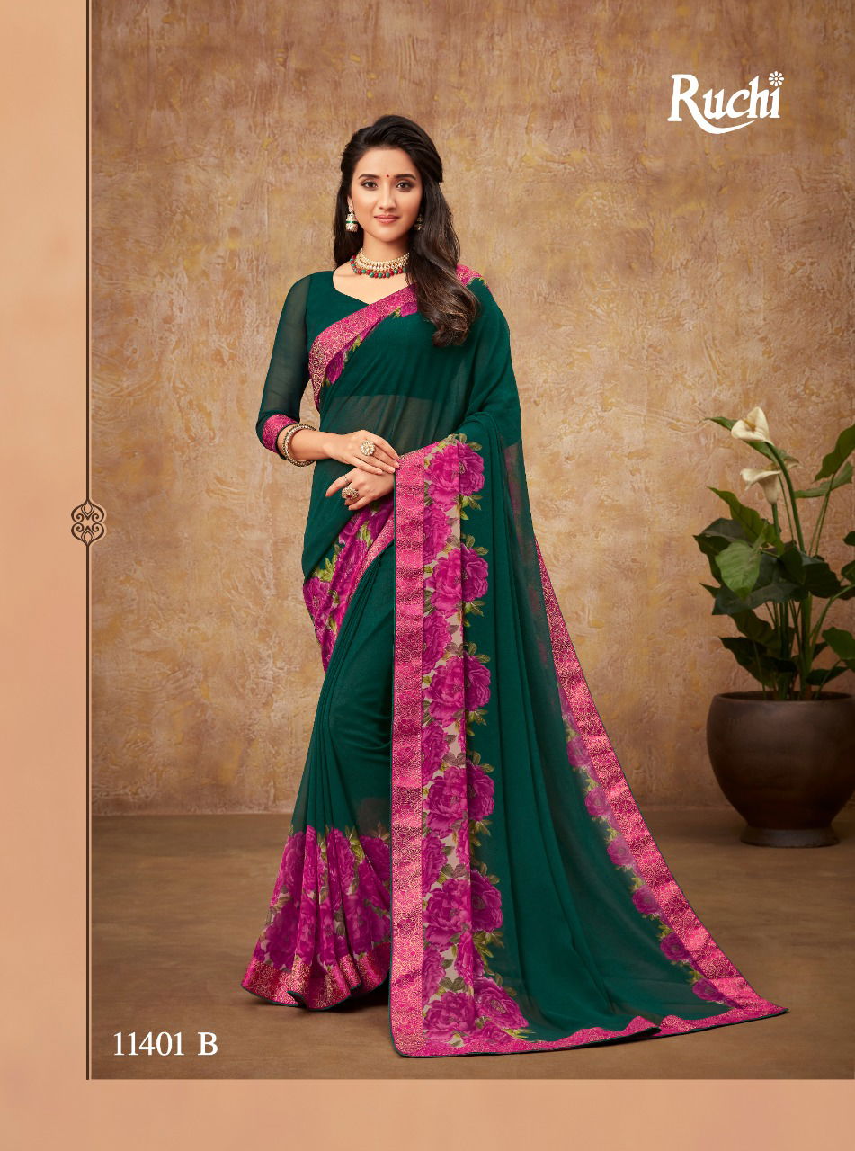 Ruchi Naavya Casual Daily Wear Georgette Designer Printed Saree Collection